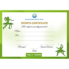School Sports Award Certificate Table Tennis A4 Size | Use on Laser Printer